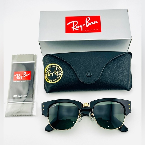Ray-Ban Mega ClubMaster Sunglasses RB0316S Polished Black Frame Green Lenses